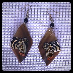 Pair of Homemade Zebra Fashion Earrings